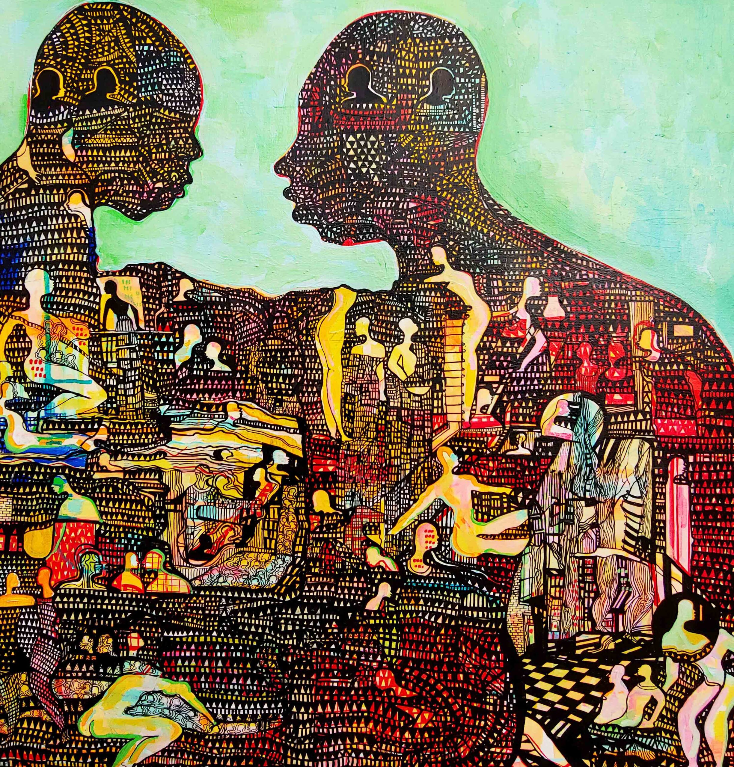 Heading Home, 2023, Mixed Media o canvas, 90x85cm Heading Home, 2023, Mixed Media on canvas, 90x85cm